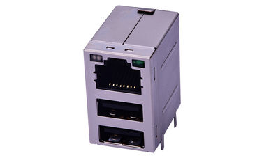คอนเนกเตอร์ Rj45 รวม USB2.0 เพศหญิงสู่เพศหญิง 90 องศา perforated ทนทาน