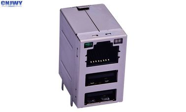 คอนเนกเตอร์ Rj45 รวม USB2.0 เพศหญิงสู่เพศหญิง 90 องศา perforated ทนทาน