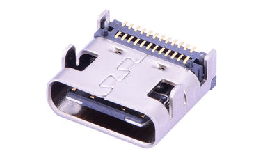 24 ติดต่อ Usb 3.1 ประเภท C Connector, Pcb Mount Usb C Connector ฐานติดตั้งแนวราบ