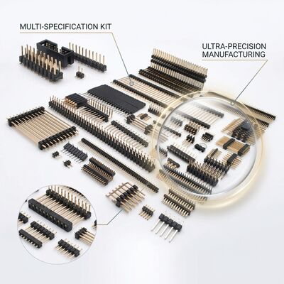 Machine Pin Round Male Header Connector 2.54mm Pitch Precision Machined Contacts Dual Row PCB