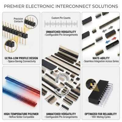 การติดตั้งพื้นผิว แถวเดียว ผู้ชาย Pin Header Connector 2.54mm Pitch SMT PCB Board Mount