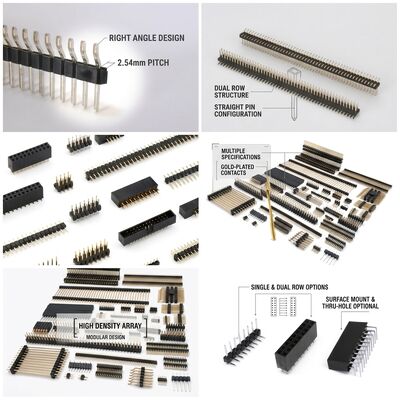 หัวต่อแบบพินตัวผู้แถวคู่ตรง ระยะพิทช์ 2.54 มม. PCB แบบทะลุรู 80 พิน