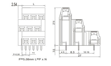 สไตล์สหภาพยุโรป PCB Terminal Block Connector CET1.5 ติดใน 5.08mm Pitch 1 * 06P เขียว