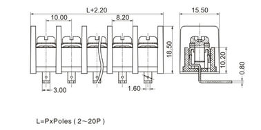 10.0mm Pitch PCB Barrier Surface Mount Terminal Blocks 1*07P 90° พร้อมปกป้อง