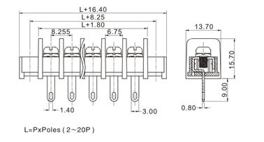 22-12AWG สายสกรู สายสกรูปลายบล็อกเชื่อมต่อ 1 * 08P DIP การสลับไฟฟ้า