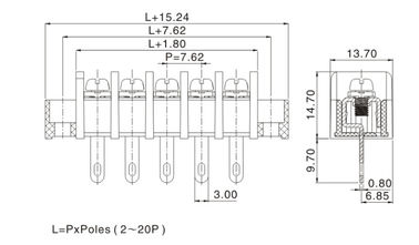 DIP Barrier Terminal Block Connector M3 สกรูสแตนเลส ปิ้นที่กําหนดเอง