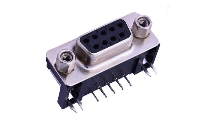 9 PIN D-SUB Socket 90 องศา 250V วอลเตจเรตติ้ง PBT วัสดุสําหรับอินเตอร์เฟซสัญญาณ