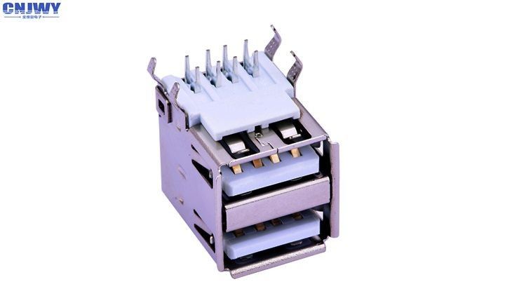 มุมขวา Double Micro USB Connector ความต้านทานการกันความร้อน พลาสติก Usb Type B Connector
