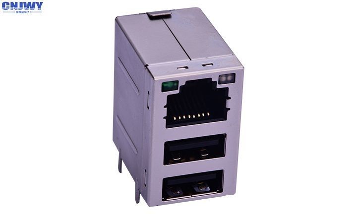 คอนเนกเตอร์ Rj45 รวม USB2.0 เพศหญิงสู่เพศหญิง 90 องศา perforated ทนทาน