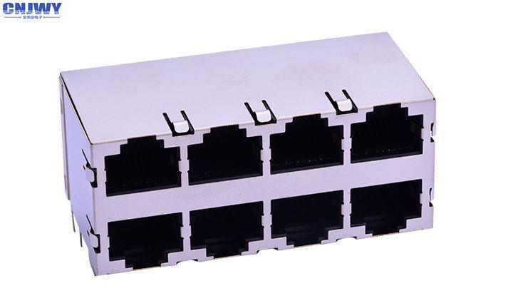 โคเนคเตอร์เครือข่าย RJ45 ชั้นสอง โซกิต 8 Port 8p8c 90 องศา