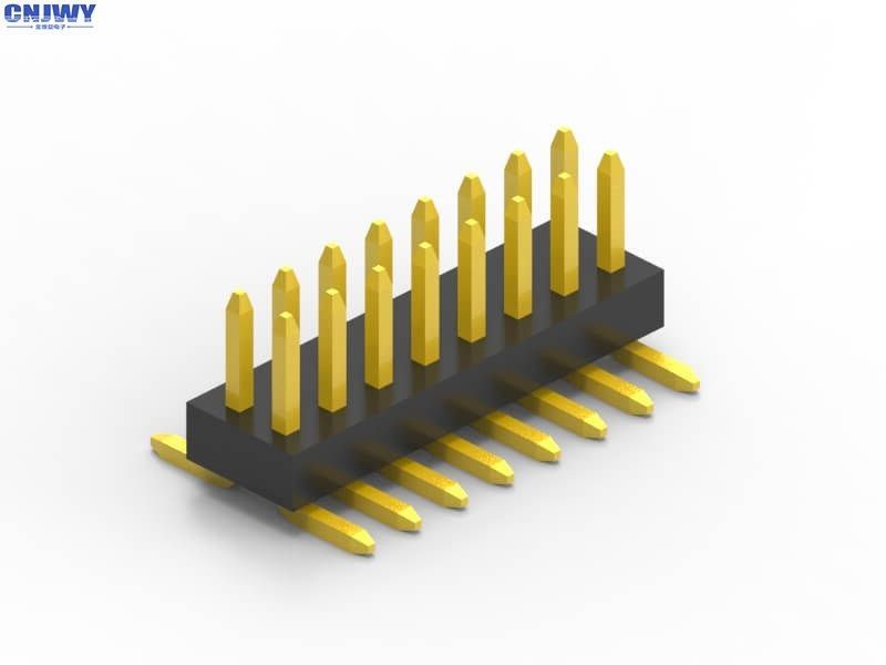 12 Pin Dual Row Male Pin Header Connector 1.0mm Pitch Length การปรับแต่งความยาว