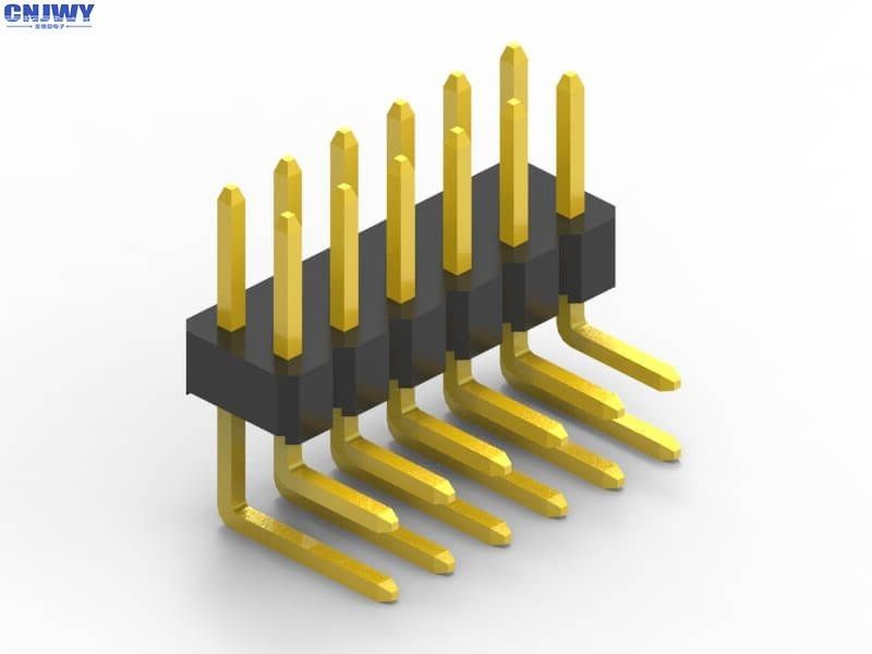 ทองแดง 2.00 มิลลิเมตร Pcb Header Pins สองแถว ผ่านหลุม 14 Pin Header Connector