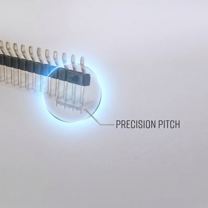 การแยกแยก Snap-Off Single Row Male Pin Header Strip Connector 2.54mm Pitch 40-Pin ความยาวที่สามารถปรับแต่งได้