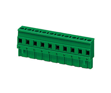 H26.0mm DIP Plug In Terminal Block Connector 1*09P สีเขียว PA66 SN โป้ 30-12AWG