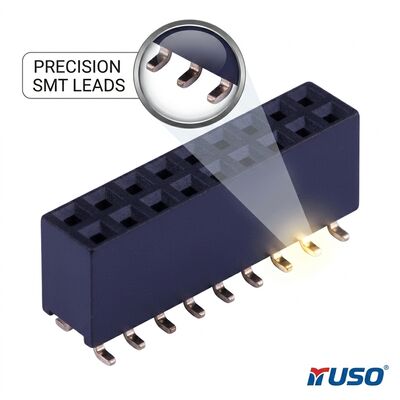 Ultra-Fine 1.0MM Pitch Dual Row Female Header Connector ทอง แฟลช PA6T 04P-80P โซคเกต PCB ความหนาแน่นสูง