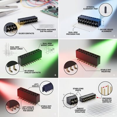 PA9T อุณหภูมิสูง 2.0MM Pitch สองแถว หัวข้อหญิง Connector ทอง Flash 04P-60P PCB Socket