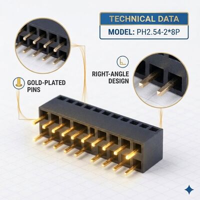 2.54mm Pitch Triple Row หัวข้อหญิงเชื่อมต่อ 3x40P ผ่านรูทอง Flash PA6T